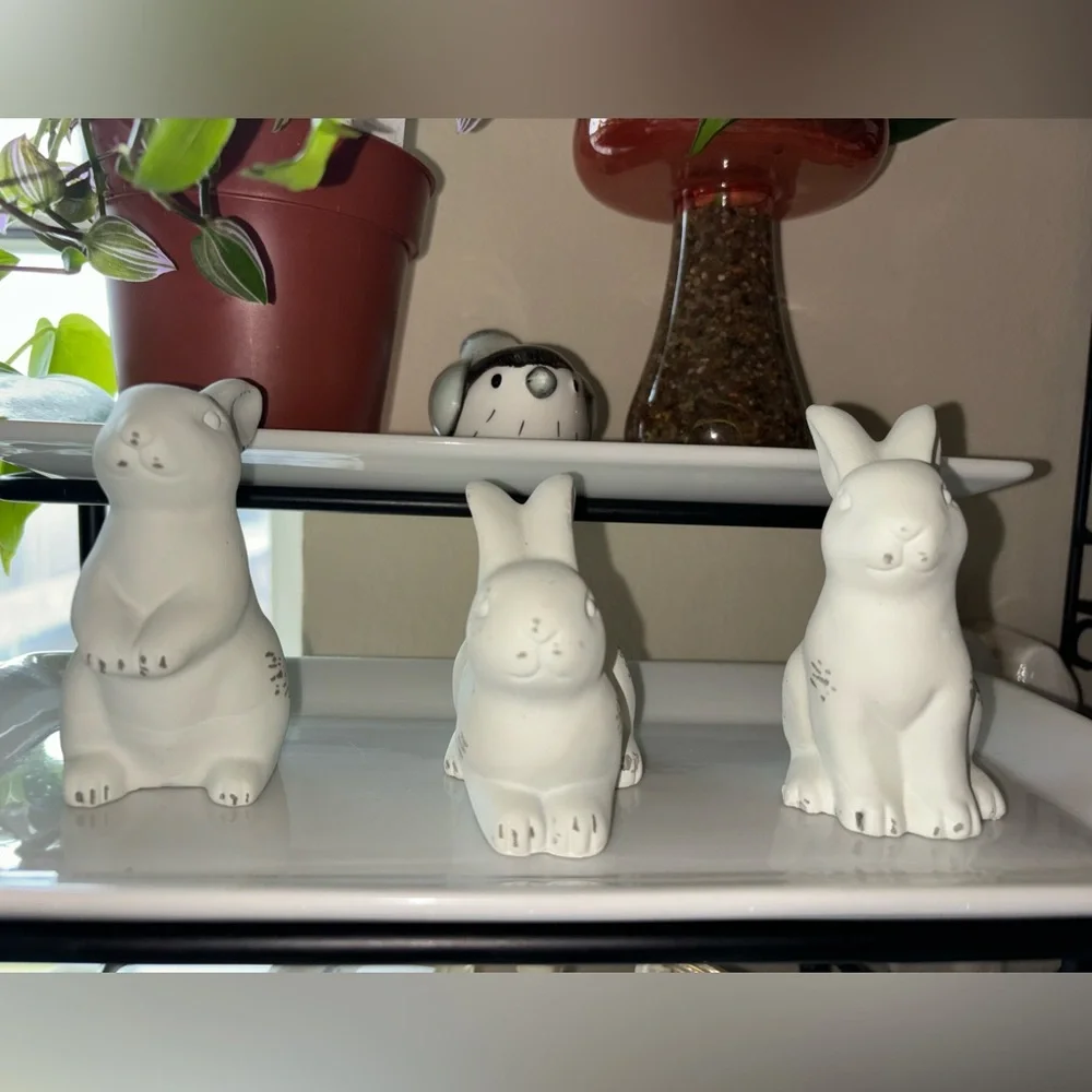 Set of 3 Target Cement Bunny Figures